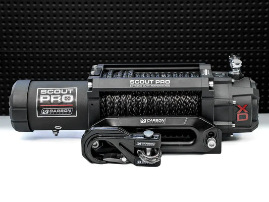 CW-XD15BLK Carbon Offroad Carbon Scout Pro - 15000lb Winch V3 with Black Mega Hook | Genuine Carbon Offroad Recovery Gear