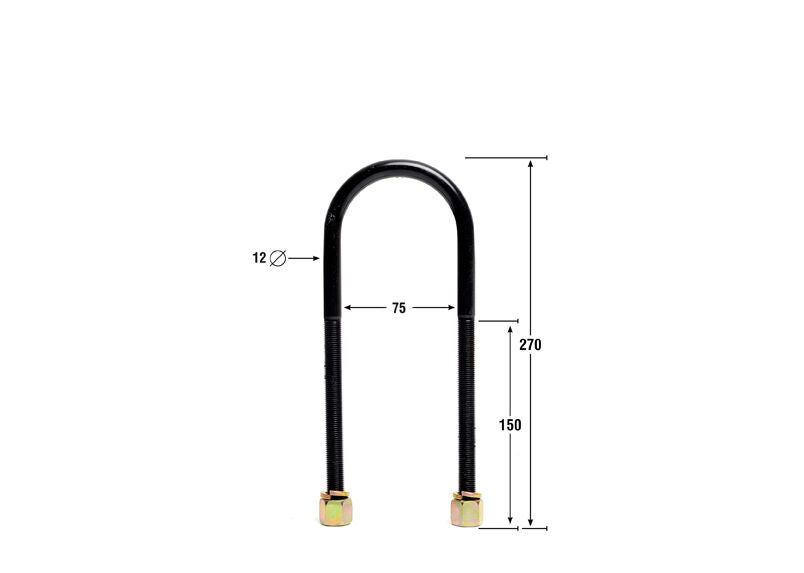KUB104 Whiteline Universal U Bolts - ID=75mm, L=270mm, Thread=M12 - round top | Genuine Whiteline Suspension Component - photo 3 of 3