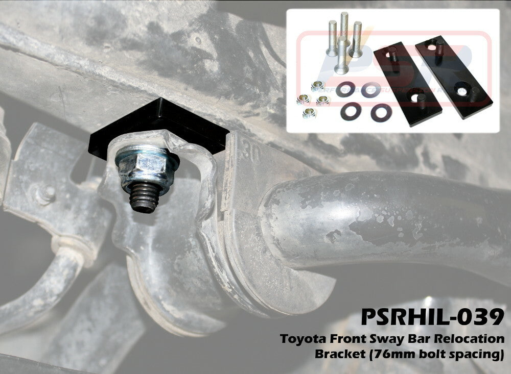 PSRHIL-039 PSR Toyota Front Sway Bar Relocation Bracket (76mm bolt spacing) | Genuine PSR Suspension Component