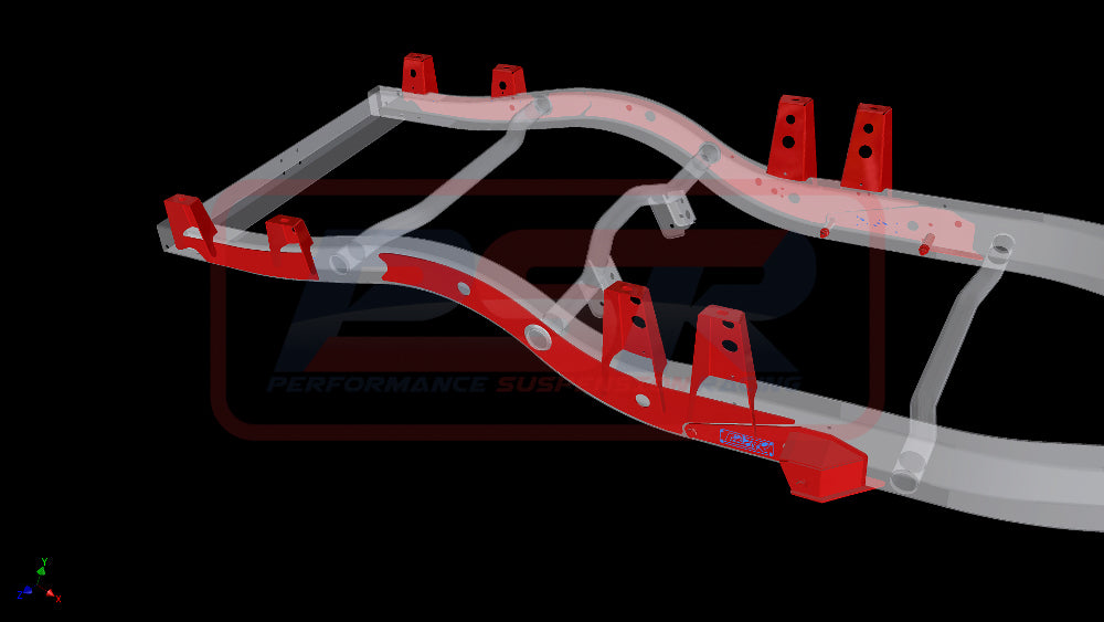 PSRPAT-089 Nissan Patrol GQ-GU Coil Cab Ute External Heavy Duty Tray Mount System (Wagon to ute chassis conversion) (PSR Long Arm) | Genuine PSR Chassis Brace