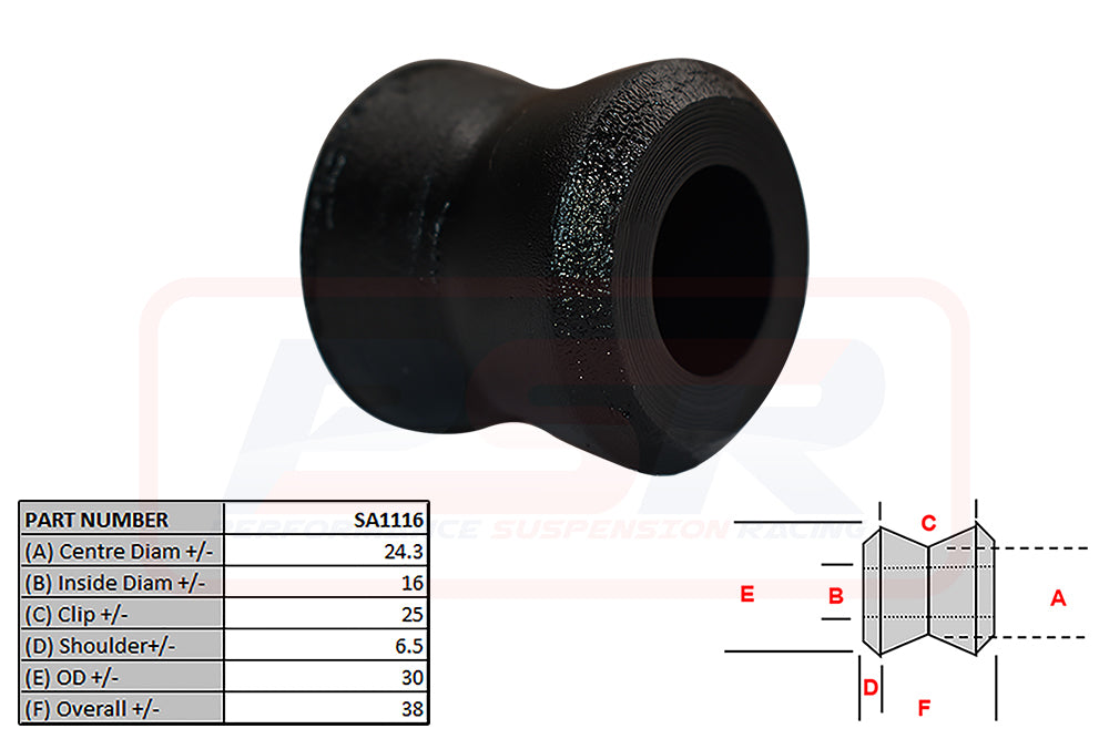 SA1116 PSR Small Hour-glass Shock Bush 16mm ID | Genuine PSR Shock Absorber