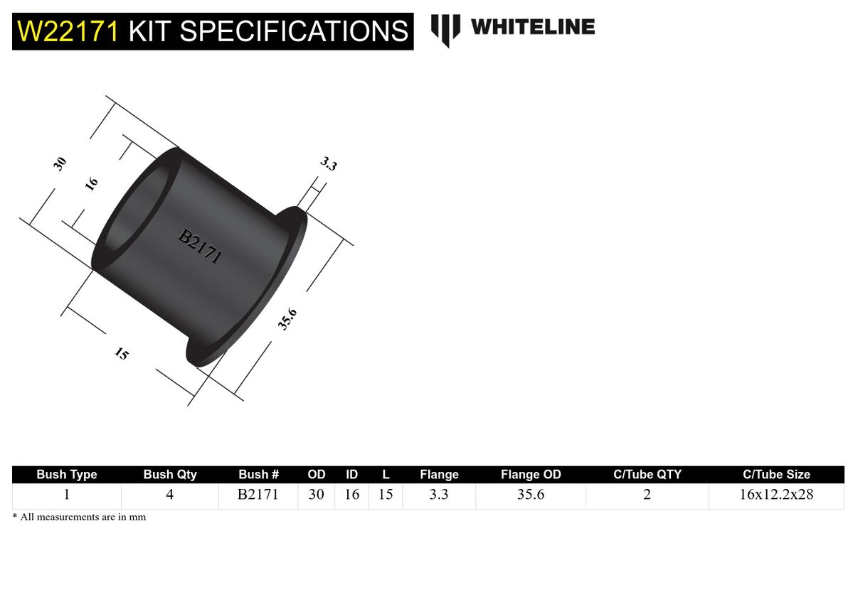 W22171 Whiteline Sway Bar Link - Upper Bushing Kit to Suit Ford F100, F250, F350 and Bronco | Genuine Whiteline Suspension Component - photo 6 of 6
