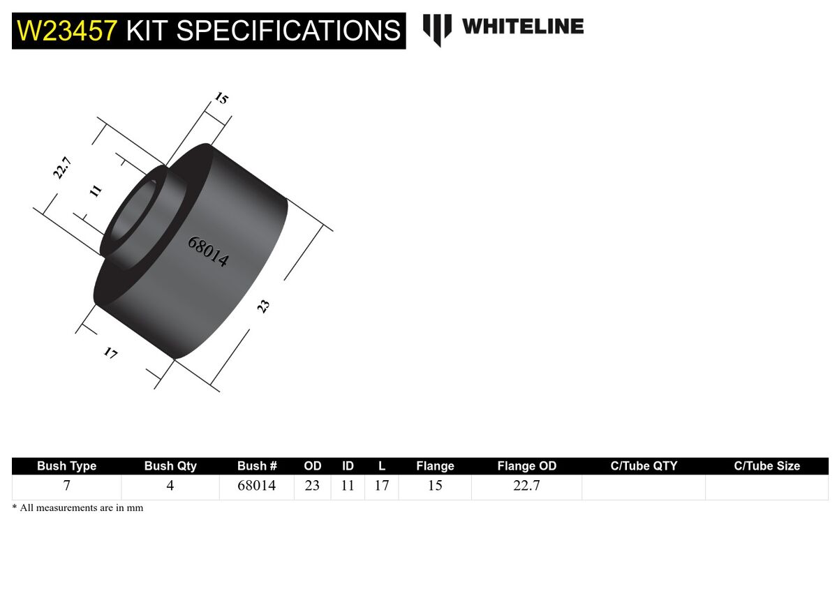 W23457 Whiteline Front Sway Bar Link - Upper Bushing Kit to Suit Jeep Cherokee XJ | Genuine Whiteline Suspension Component - photo 5 of 5