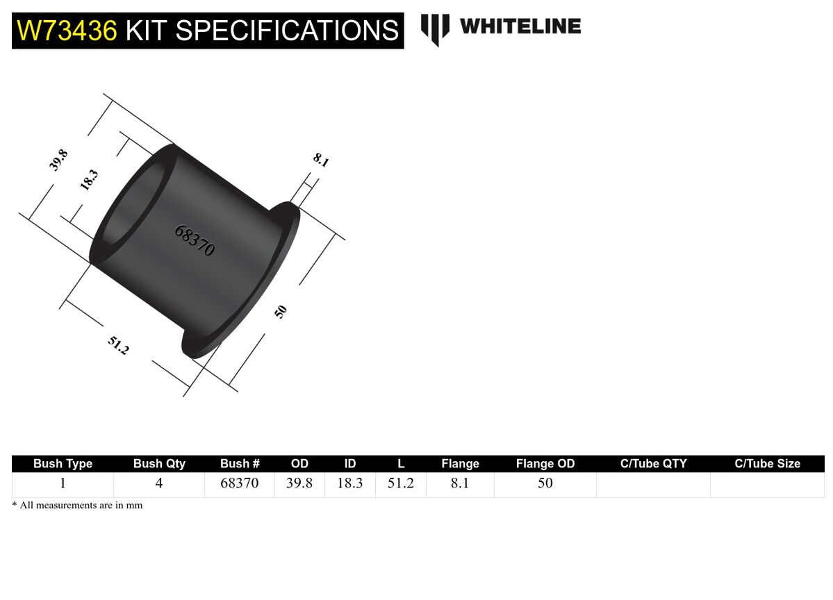 W73436 Whiteline Rear Leaf Spring - Shackle Bushing Kit to Suit Toyota Land Cruiser 76, 78 and 79 Series | Genuine Whiteline Suspension Component - photo 5 of 5