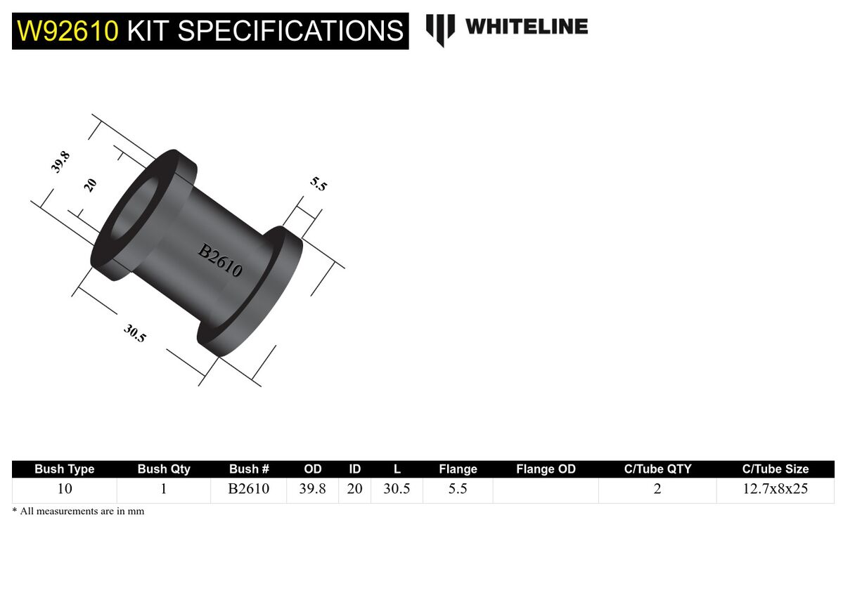 W92610 Whiteline Front Transmission Shifter Stabiliser - Bushing Kit to Suit Honda Civic, CR-V and Integra | Genuine Whiteline Suspension Component - photo 4 of 4