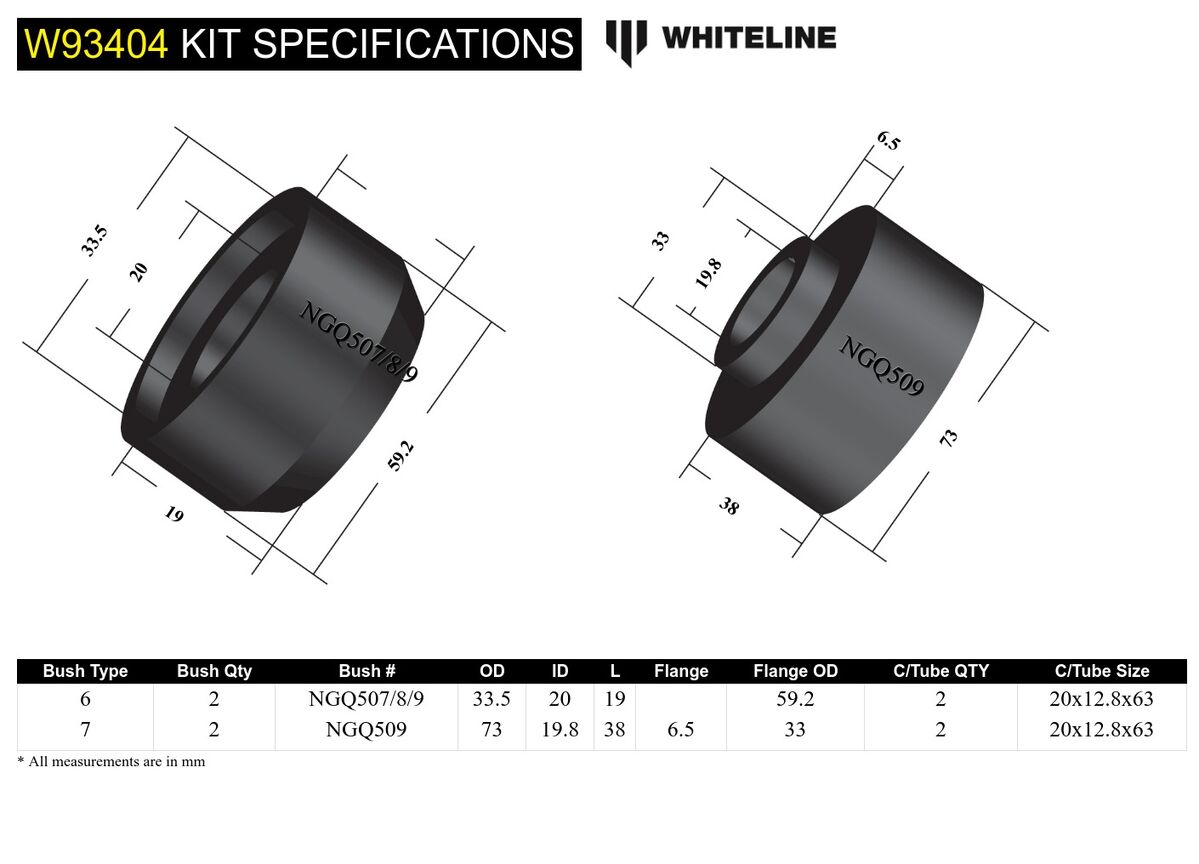 W93404 Whiteline Body Mount - Bushing Kit to Suit Nissan Patrol GQ, GU and Ford Maverick DA | Genuine Whiteline Suspension Component - photo 4 of 4