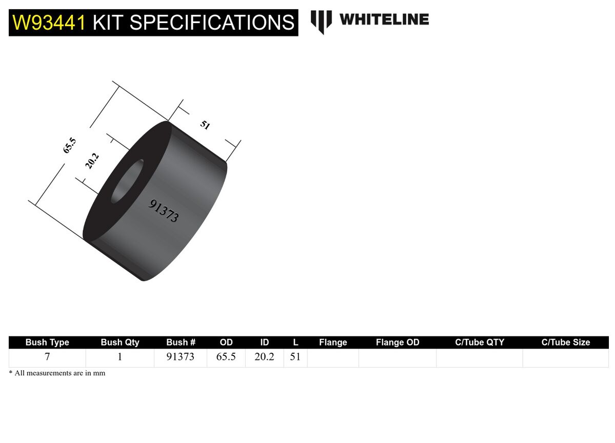 W93441 Whiteline Rear Differential Mount - Bushing Kit to Suit Mazda CX-5 KE, KF | Genuine Whiteline Suspension Component - photo 5 of 5
