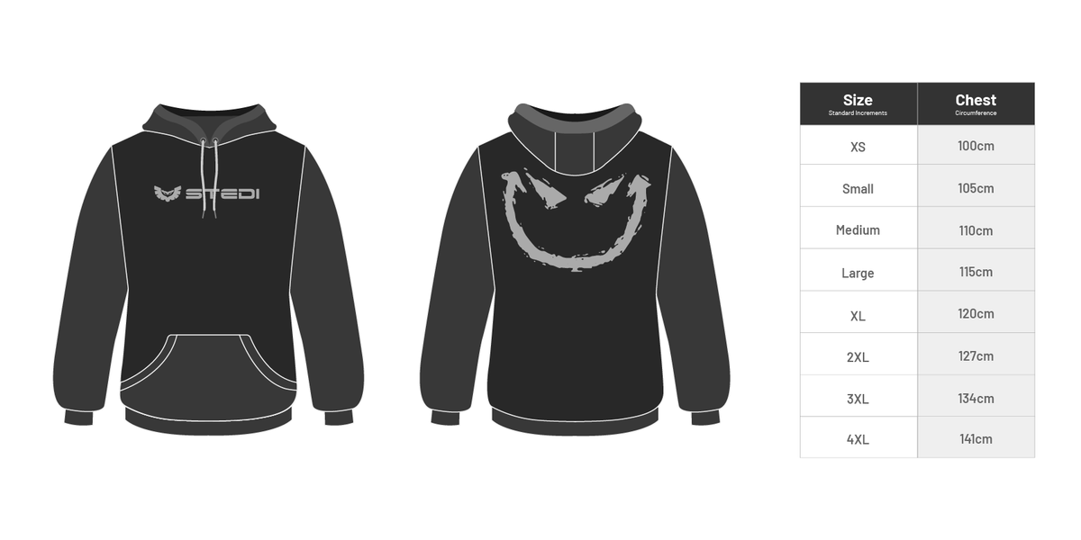 MER-HDY-SGL-CHR-OPT STEDI Hoodie - Charcoal Smiley | Genuine STEDI Product