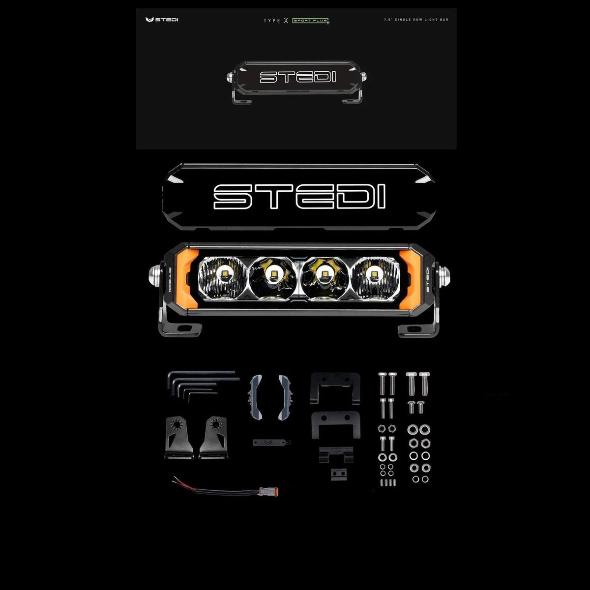 ST-02-SRT-104 Sport Plus Single Row 7.5 inch 4 LED Light Bar | Genuine STEDI Product