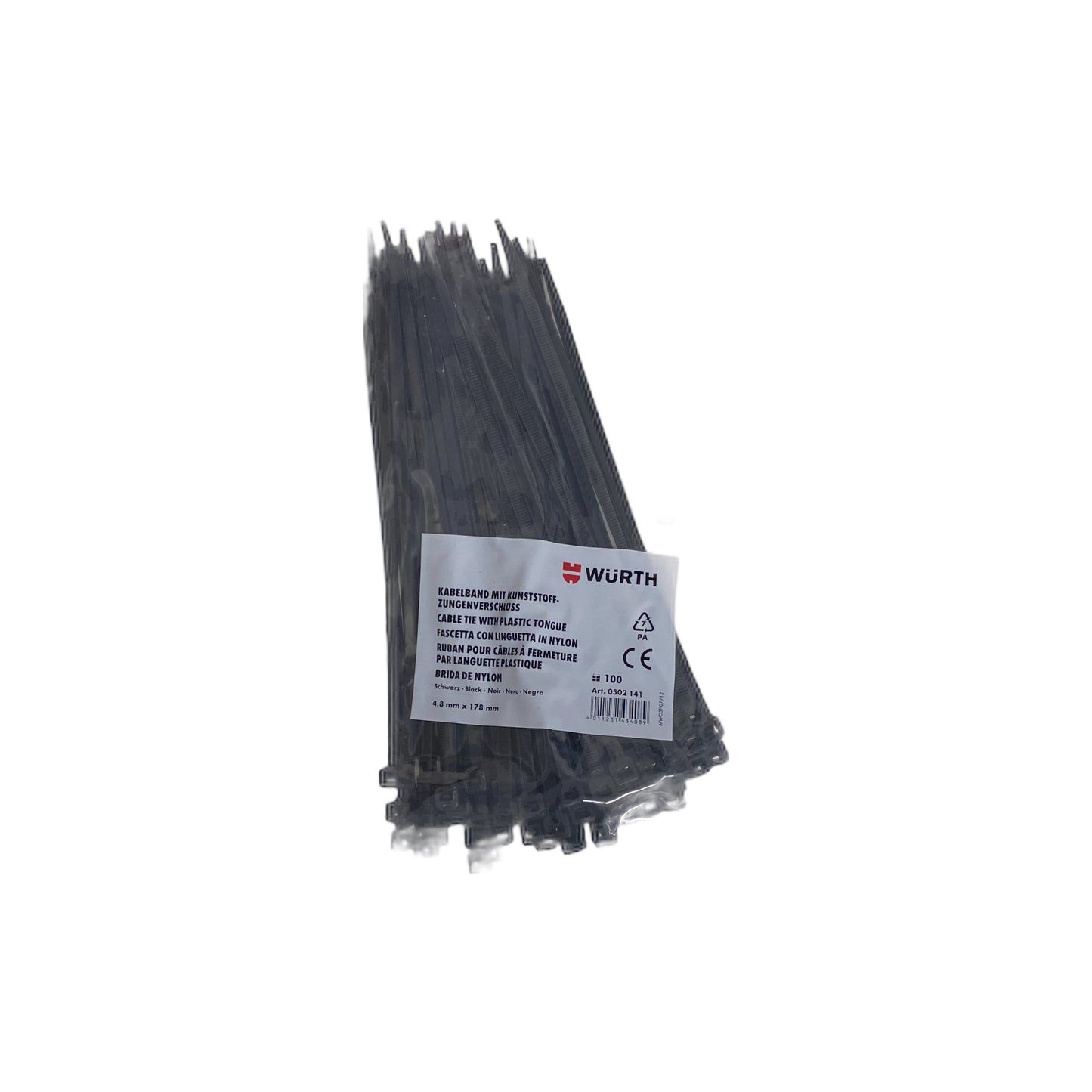 0502141 4.8mm x 178mm Cable tie (PK 100) | Genuine Wurth Product