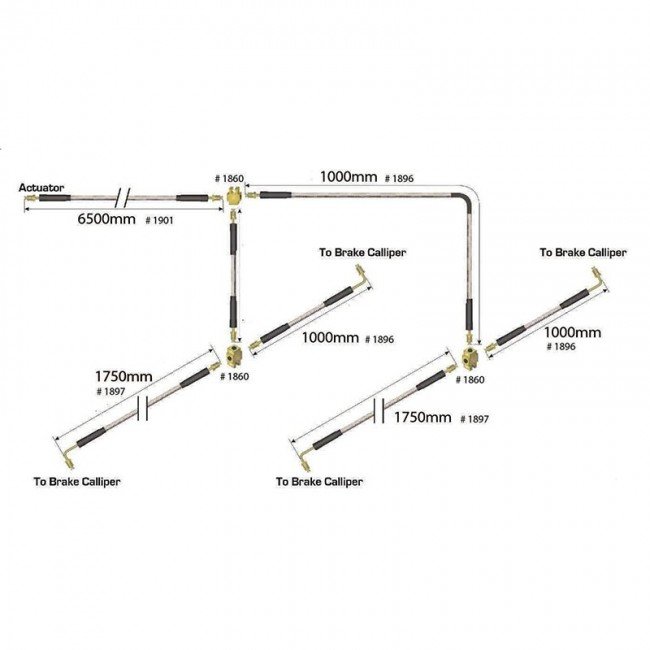 1886 Dunbier Brake Line Braided Stainless Steel Kit to 8.0M