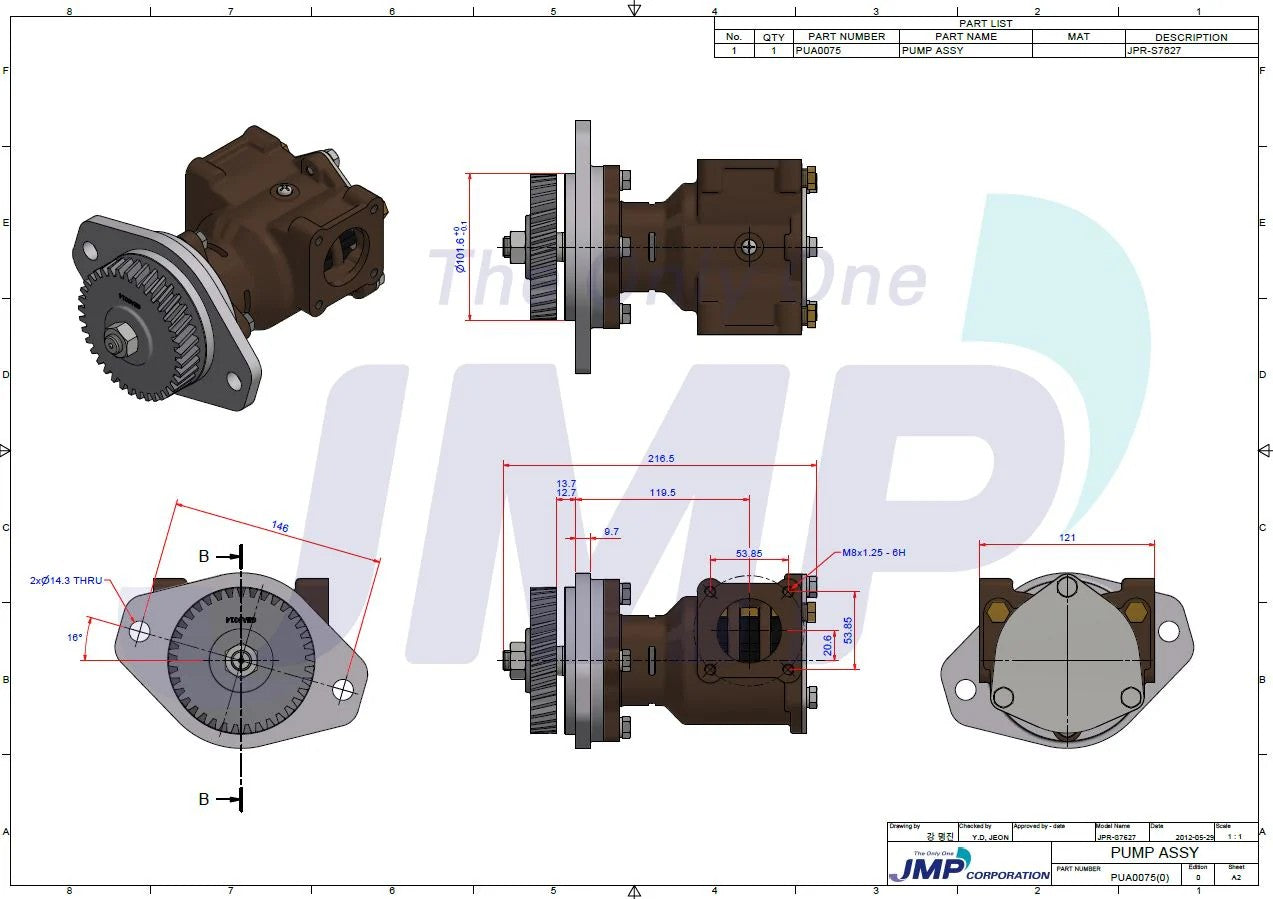 JPR-S7627 Cummins 6CTA8.3M and 6CTA8.3M2 Seawater Pump Replacement JMP JPR-S7627