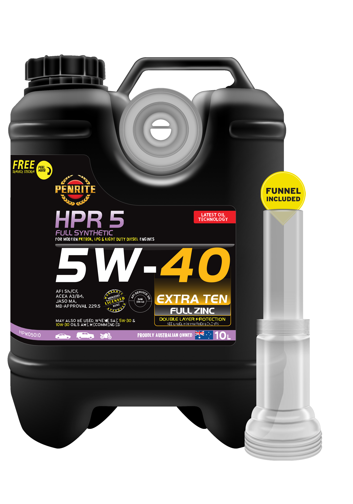 HPR05010 Penrite HPR 5 Full Synthetic 5W40 10L | Genuine Penrite Lubricants
