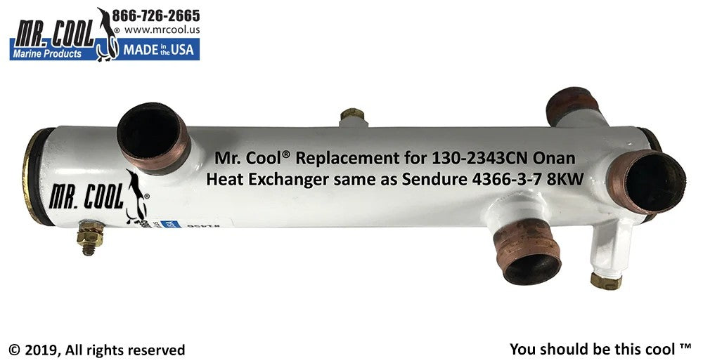 130-2343CN Aftermarket Onan MDKD 8kW Heat Exchanger 12 x 2 in | Sawley's Select Marine Parts