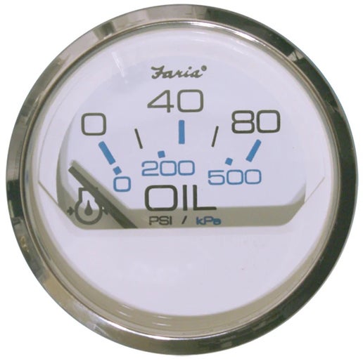 204616 Faria Chesapeake White 2" Oil Pressure 80psi | Genuine Faria Gauge
