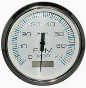 204606 Faria Chesapeake White 4" Tacho/Hour Meter 7000rpm Outboard | Genuine Faria Gauge