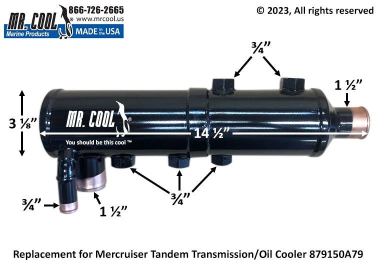 879150A79 Aftermarket Mercruiser Zeus 3000 Vertical Transmission Oil Cooler | Sawley's Select Marine Parts