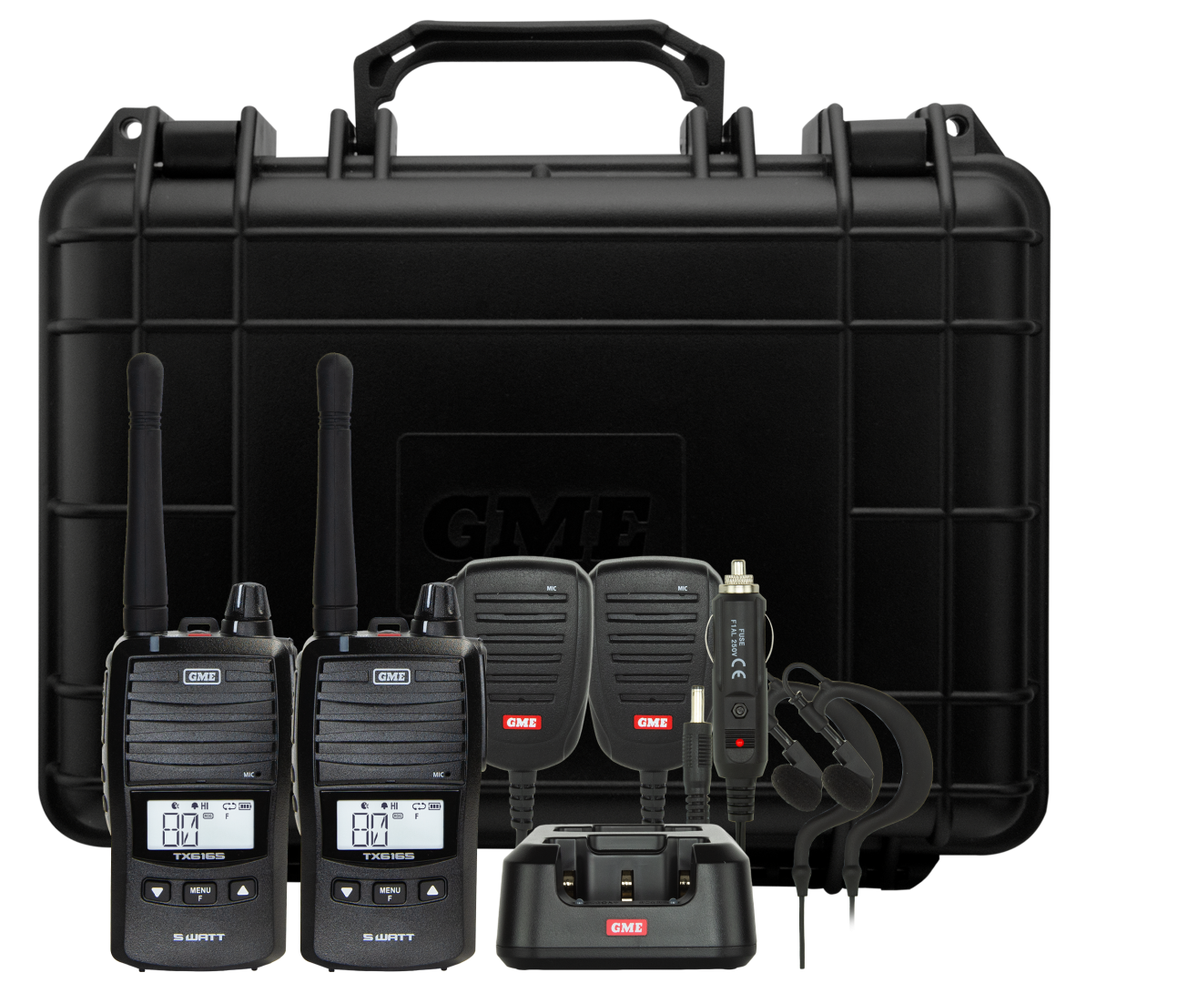 TX6165TP 5/1 Watt UHF CB Handheld Radio including Accessories - Twin Pack | Genuine GME Electronics