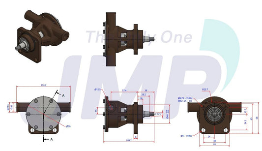 JPR-NL08IH Aftermarket Northern Lights M643/M673 Seawater Pump 25-12007 | Sawley's Select Marine Parts