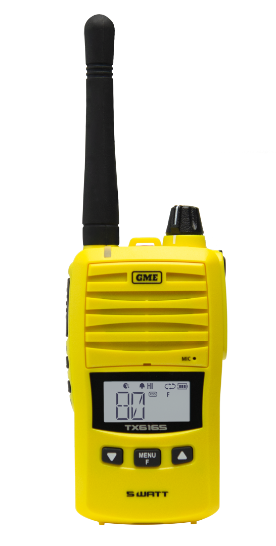 TX6165XY 5/1 Watt IP67 UHF CB Handheld Radio - Yellow | Genuine GME Electronics