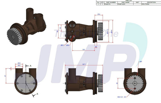 JPR-CT3054 Sabre Perkins M130 M135 Seawater Pump Replacement JMP JPR-CT3054