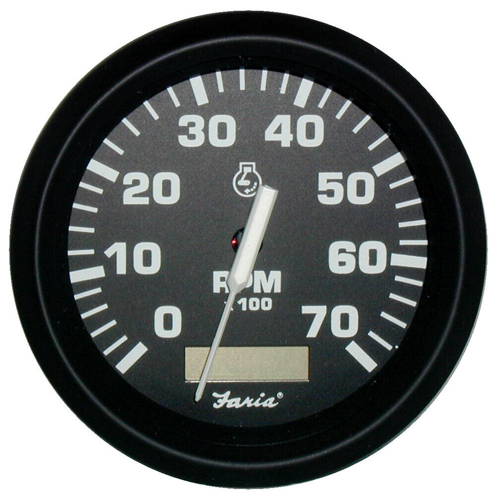 204506 Faria Euro 4" Tacho/Hour Meter 7000rpm Outboard | Genuine Faria Gauge