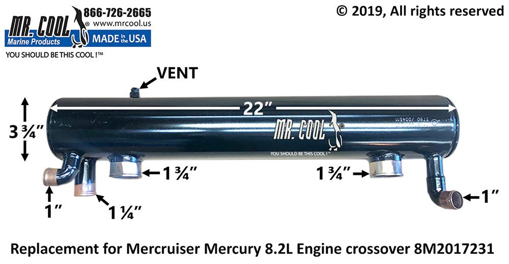 8M0095815 Aftermarket Mercruiser 8.2L MAG Heat Exchanger 3.5 in | Sawley's Select Marine Parts