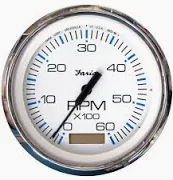 204604 Faria Chesapeake White 4" Tacho/Hour Meter 6000rpm Inboard | Genuine Faria Gauge