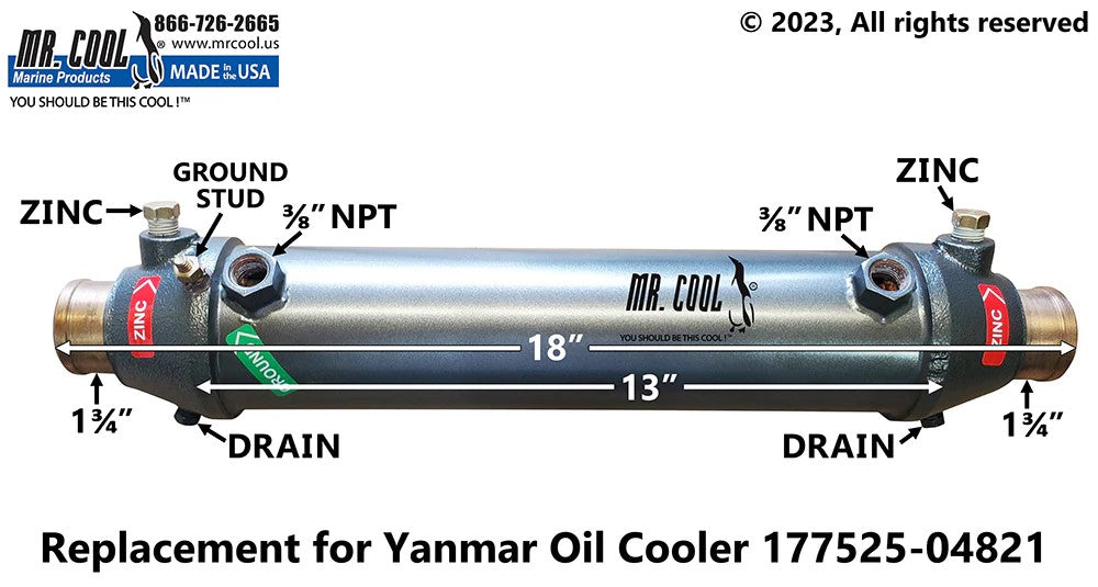177525-04821 / 117524-04820 Aftermarket Yanmar 6LY3-STP KMH61A Oil Cooler | Sawley's Select Marine Parts