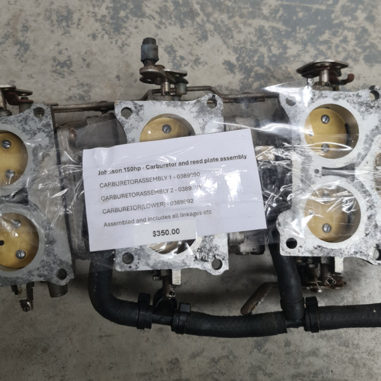 Johnson 150hp Carburetor and Reed Plate Assembly | Genuine Used Part