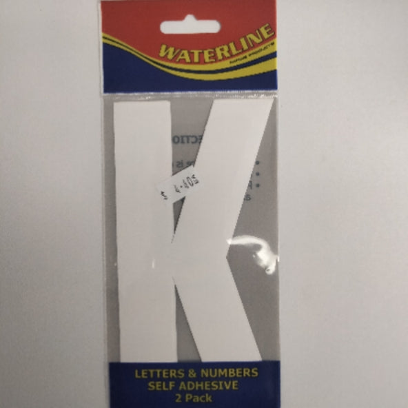54725K Boat Letter K White 6" Pack of 2 | Vessel Identification Stickers
