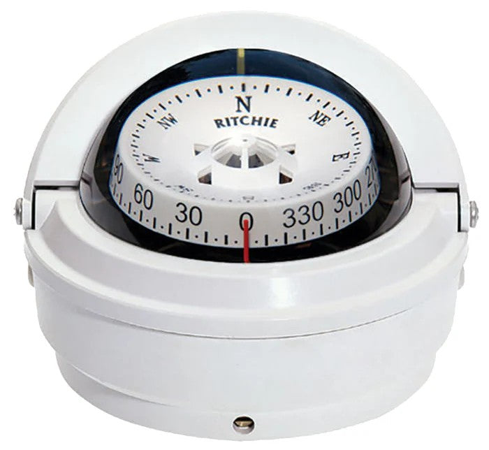 673718 Ritchie Voyager Surface Mount Compass White | Marine Compass