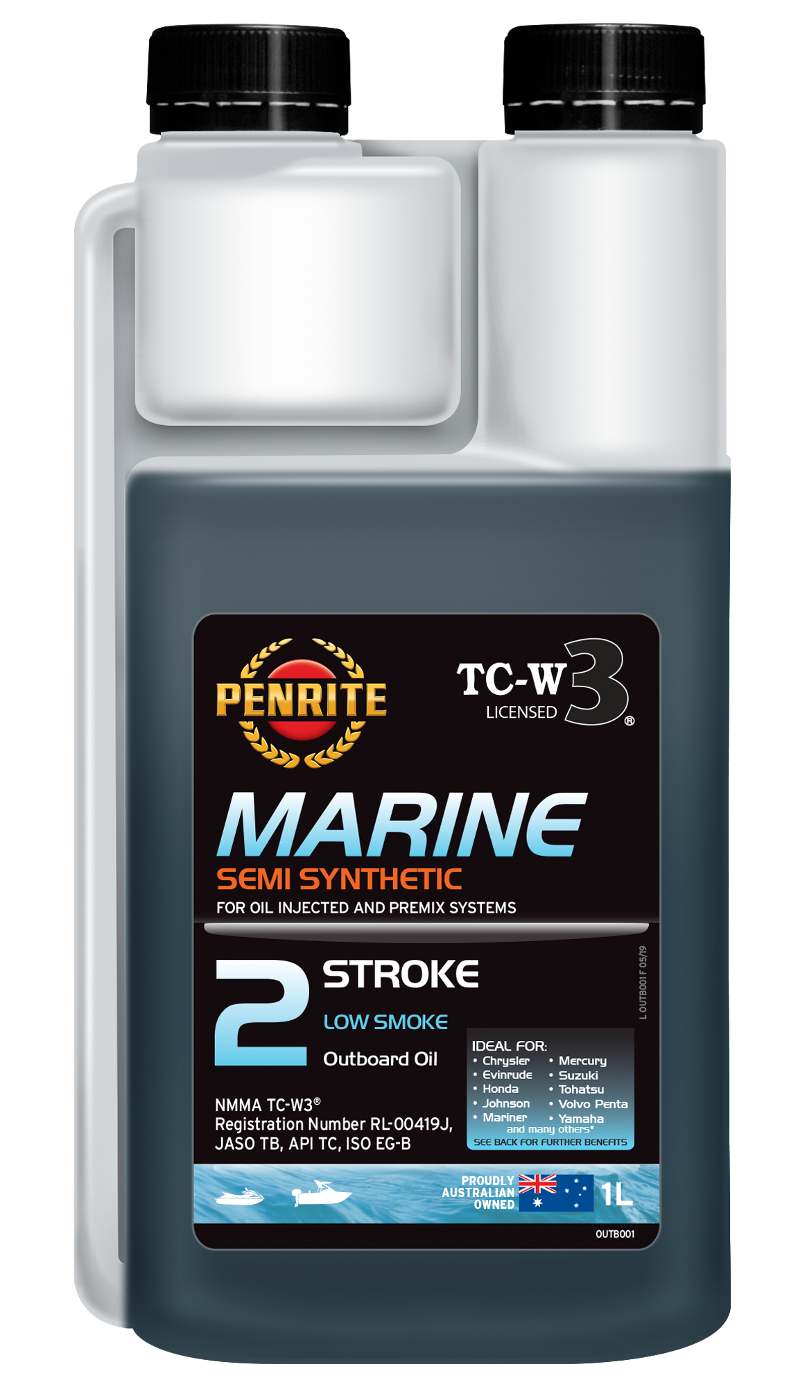 OUTB001 Penrite Marine Outboard 2-Stroke Oil (Semi Synthetic) 1L | Genuine Penrite Lubricants