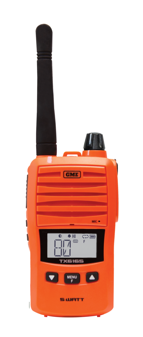 TX6165XO 5/1 Watt IP67 UHF CB Handheld Radio - Blaze Orange | Genuine GME Electronics