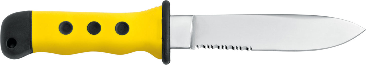 MNOSTROMO - Maserin MNostromo 13.8cm Stainless Steel Boaties Knife (Yellow Handle with Black Leather Sheath and Marlin Spike) | Fishing & Outdoor Knife
