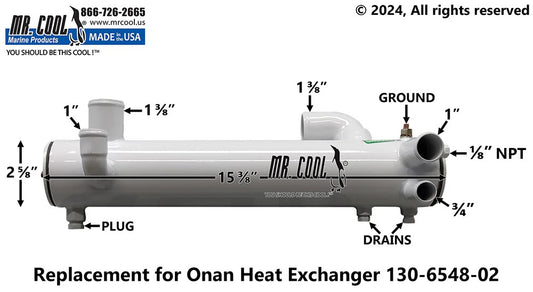 130-6548CN Onan MDKA MDKB MDKDR 17.5KW Heat Exchanger Replacement 130-6548CN