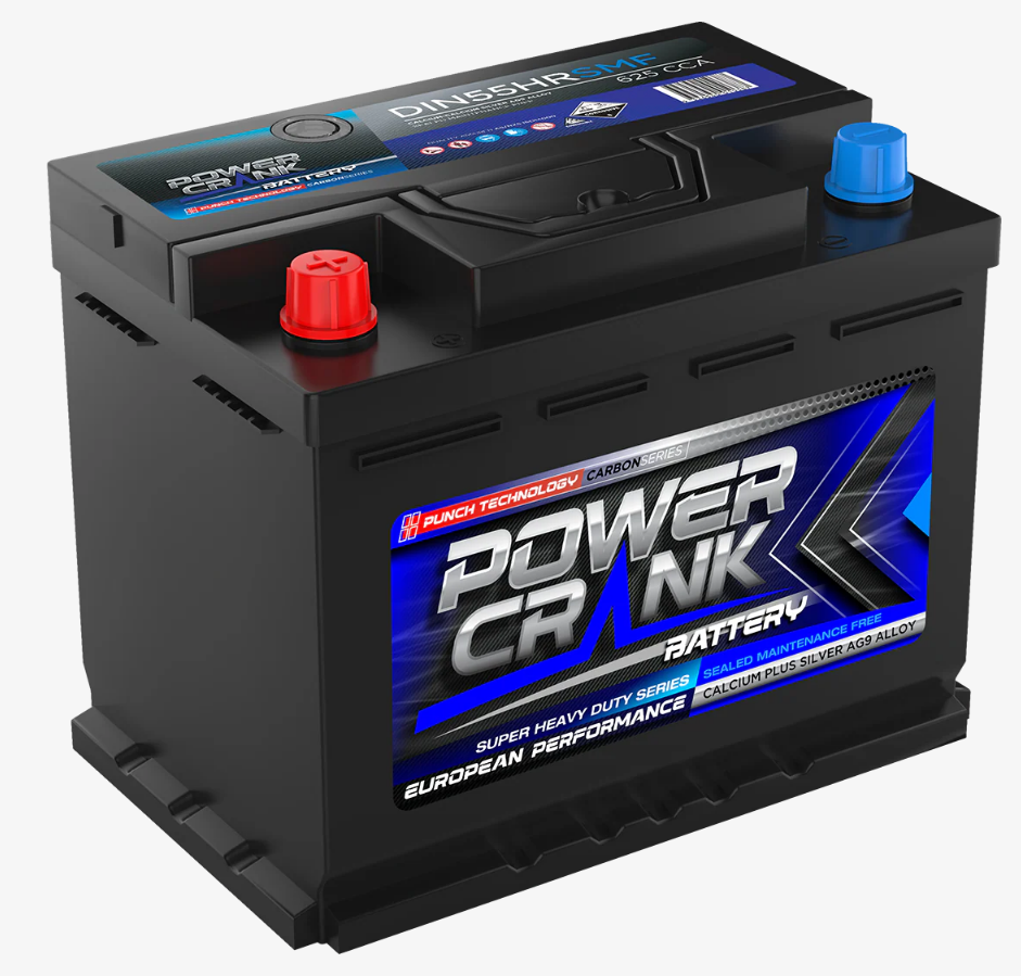 DIN55HRSMF Power Crank 625 CCA Battery | European Series