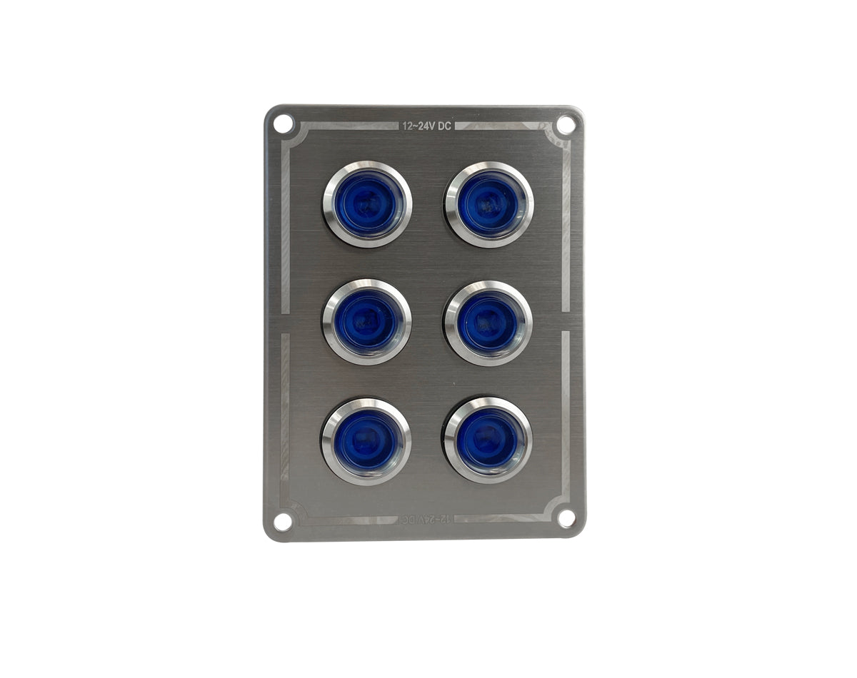 709672 Panel SS 6 Gang (3x2) Blue LED 15Amp | Marine Electrical Part