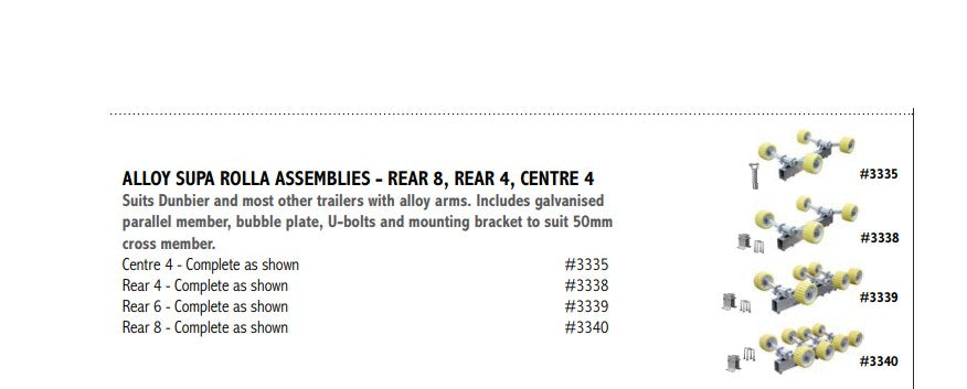 3339 Dunbier Alloy Rear 6 Supa-Rolla Assembly