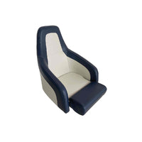 632128 HM51 Flip Up Boat Seat White/Dk Blue | Boat Seating