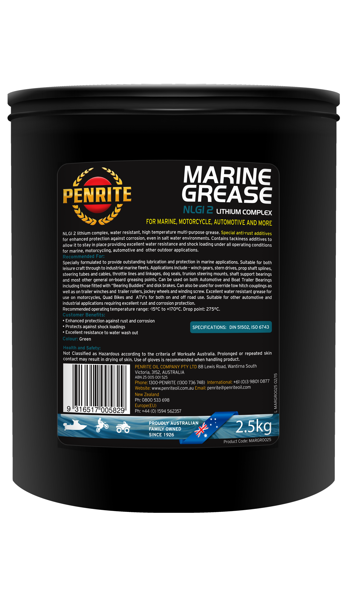 MARGR0025 Penrite Marine Grease 2.5KG | Genuine Penrite Lubricants