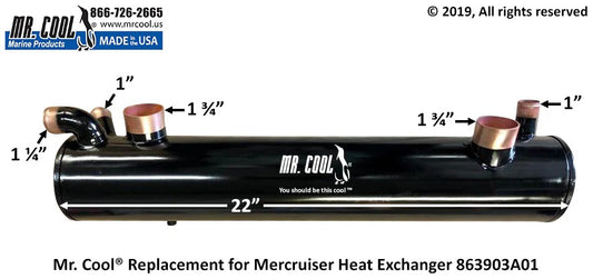 863903A01 Aftermarket Mercruiser V8 Big Block 8.1L 496 MAG Heat Exchanger | Sawley's Select Marine Parts