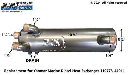 119773-44010 Aftermarket Yanmar 6LPA-STZP2 Heat Exchanger | Sawley's Select Marine Parts