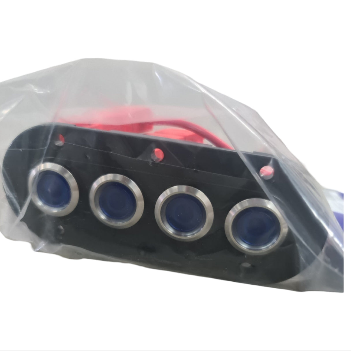 709660 Panel Blk SS 4 Gang Blue LED 15Amp