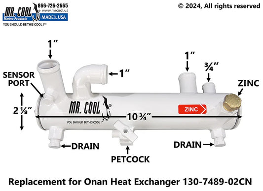 MEC 130-7489-02CN Aftermarket Onan MDKD/MDKB Heat Exchanger | Sawley's Select Marine Parts