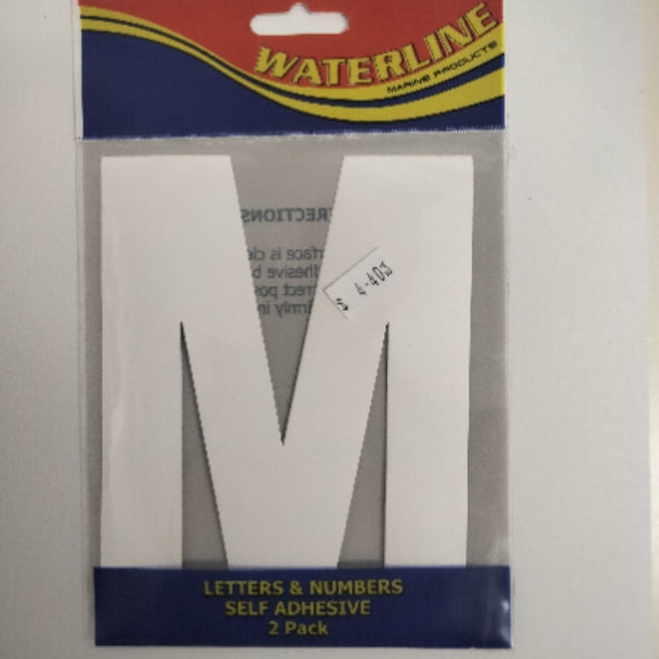 54725M Boat Letter M White 6" Pack of 2 | Vessel Identification Stickers