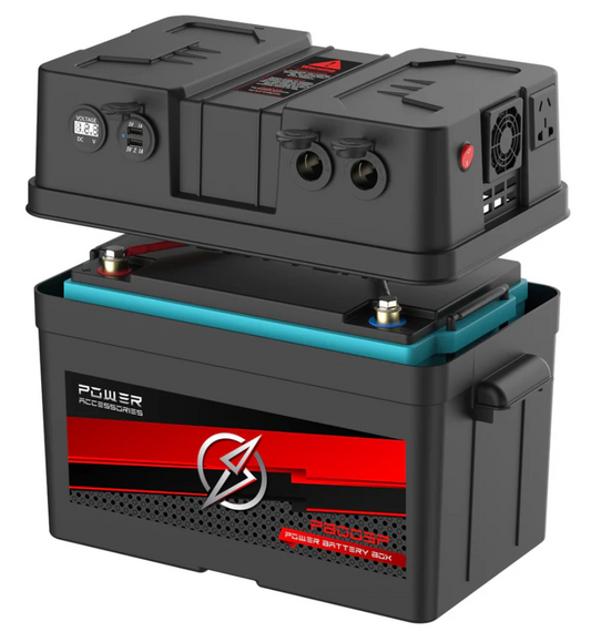 PB003P Power Crank LARGE POWERED BATTERY BOX WITH INVERTER (350X180X200) | Power Accessories