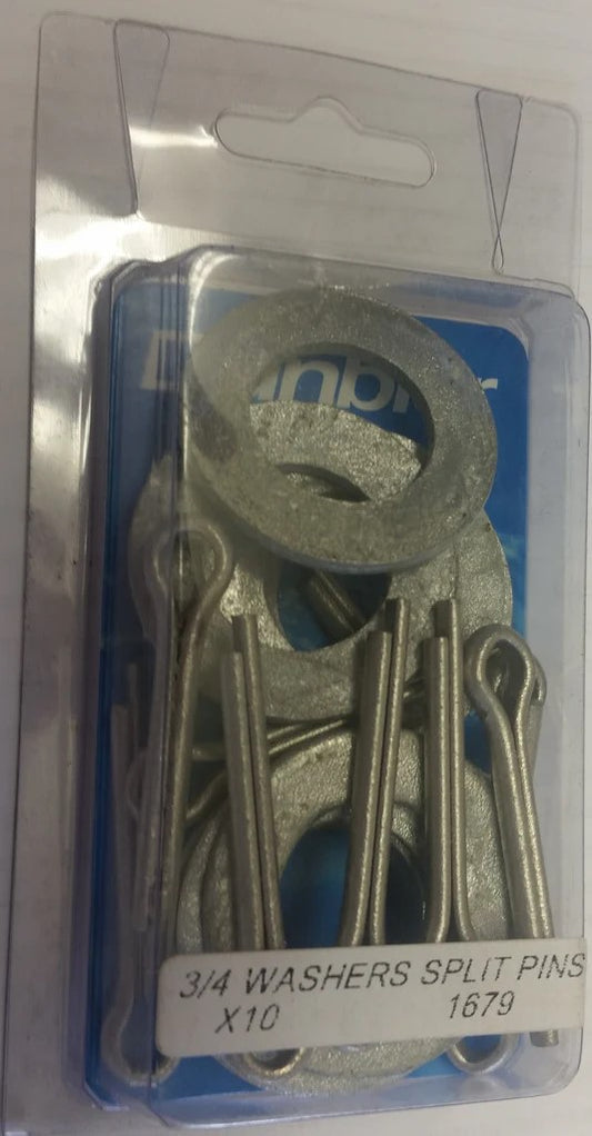 R2200 Mackay 1679 Dunbier Wobble Roller Washers & Split Pins M5 x 32 Clamshell Pack of 10 | Marine Trailer Part