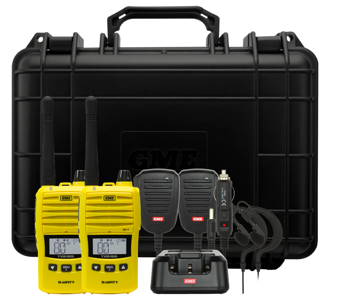 TX6165YTP 5/1 Watt UHF CB Handheld Radio including Accessories - Twin Pack - Yellow | Genuine GME Electronics