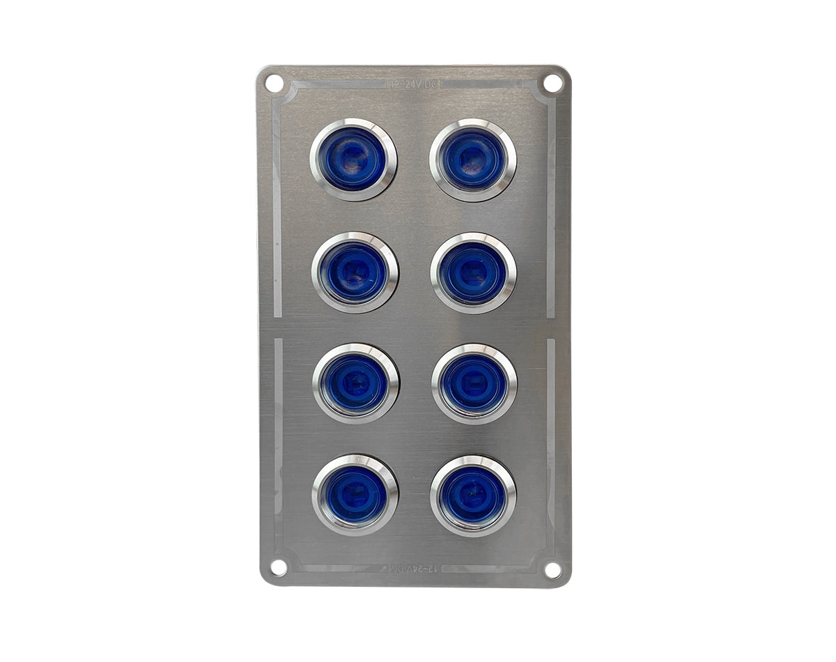 709674 Panel SS 8 Gang (4x2) Blue LED 15Amp | Marine Electrical Part